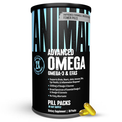 Animal Advanced Omega 3 Fatty Acids - 3500mg EPA DHA Fish Oil Omega 3 Supplement for Women & Men High Potency Blend with CLA GLA ALA for Brain Skin Eye Immune Joint Health 30 Pill Packs - dailyvitalstore