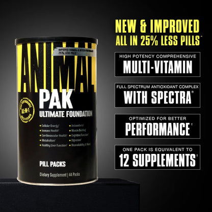 Animal Pak - Convenient Multivitamin for Men & Women Daily All-in-One Vitamin & Supplement Pack - Zinc, Vitamins C, B, D, Amino Acids, and Immune Support - Sports Nutrition Performance - 44 Count - dailyvitalstore