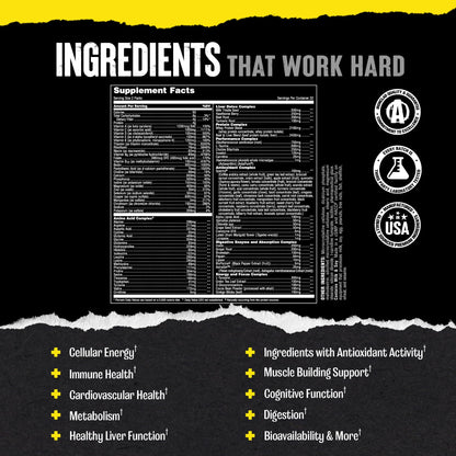 Animal Pak - Convenient Multivitamin for Men & Women Daily All-in-One Vitamin & Supplement Pack - Zinc, Vitamins C, B, D, Amino Acids, and Immune Support - Sports Nutrition Performance - 44 Count - dailyvitalstore