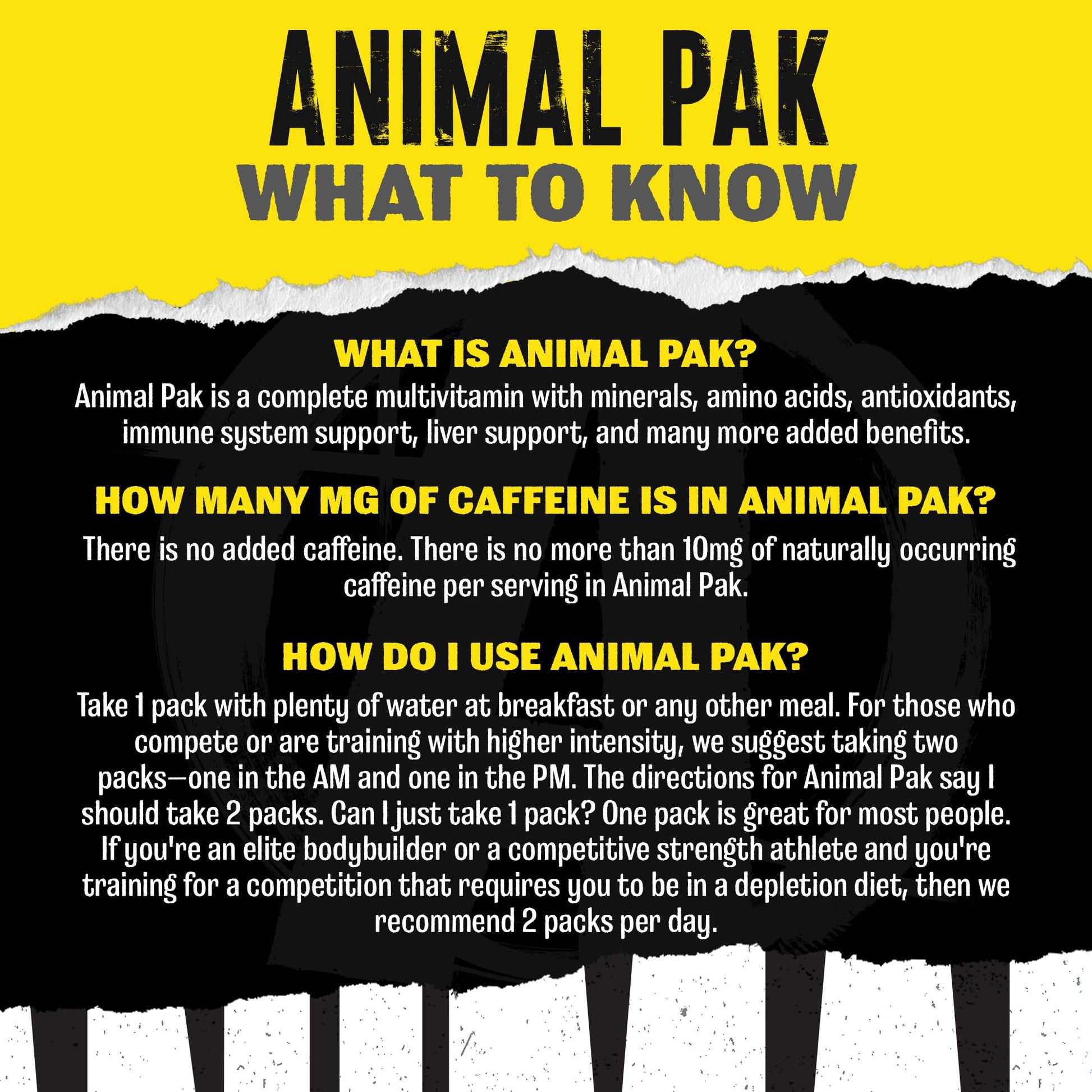 Animal Pak - Convenient Multivitamin for Men & Women Daily All-in-One Vitamin & Supplement Pack - Zinc, Vitamins C, B, D, Amino Acids, and Immune Support - Sports Nutrition Performance - 44 Count - dailyvitalstore