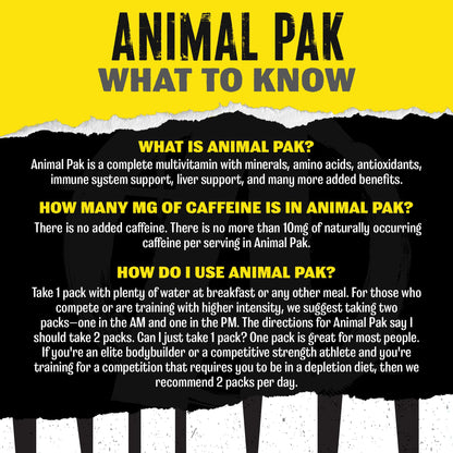 Animal Pak - Convenient Multivitamin for Men & Women Daily All-in-One Vitamin & Supplement Pack - Zinc, Vitamins C, B, D, Amino Acids, and Immune Support - Sports Nutrition Performance - 44 Count - dailyvitalstore