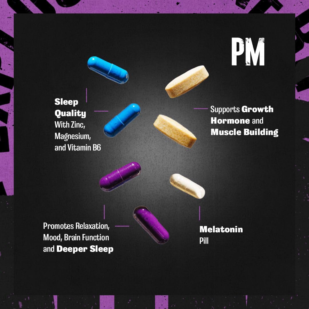 Animal PM - Sleep Aid for Adults Non-Habit Forming Relaxation Enhancer and Mood Support with Melatonin, L-Theanine, Zylaria, Zinc, Magnesium, Vitamin B6, GABA - dailyvitalstore