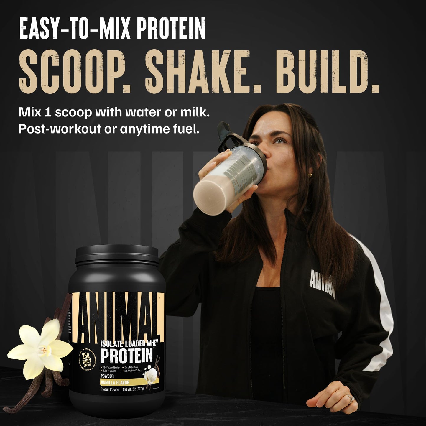 Animal Whey Isolate Protein Powder - Loaded for Pre & Post Workout Muscle Builder and Recovery with Digestive Enzymes for Men & Women - 25g Protein, Great Taste, Low Sugar - Vanilla 2 lbs - dailyvitalstore