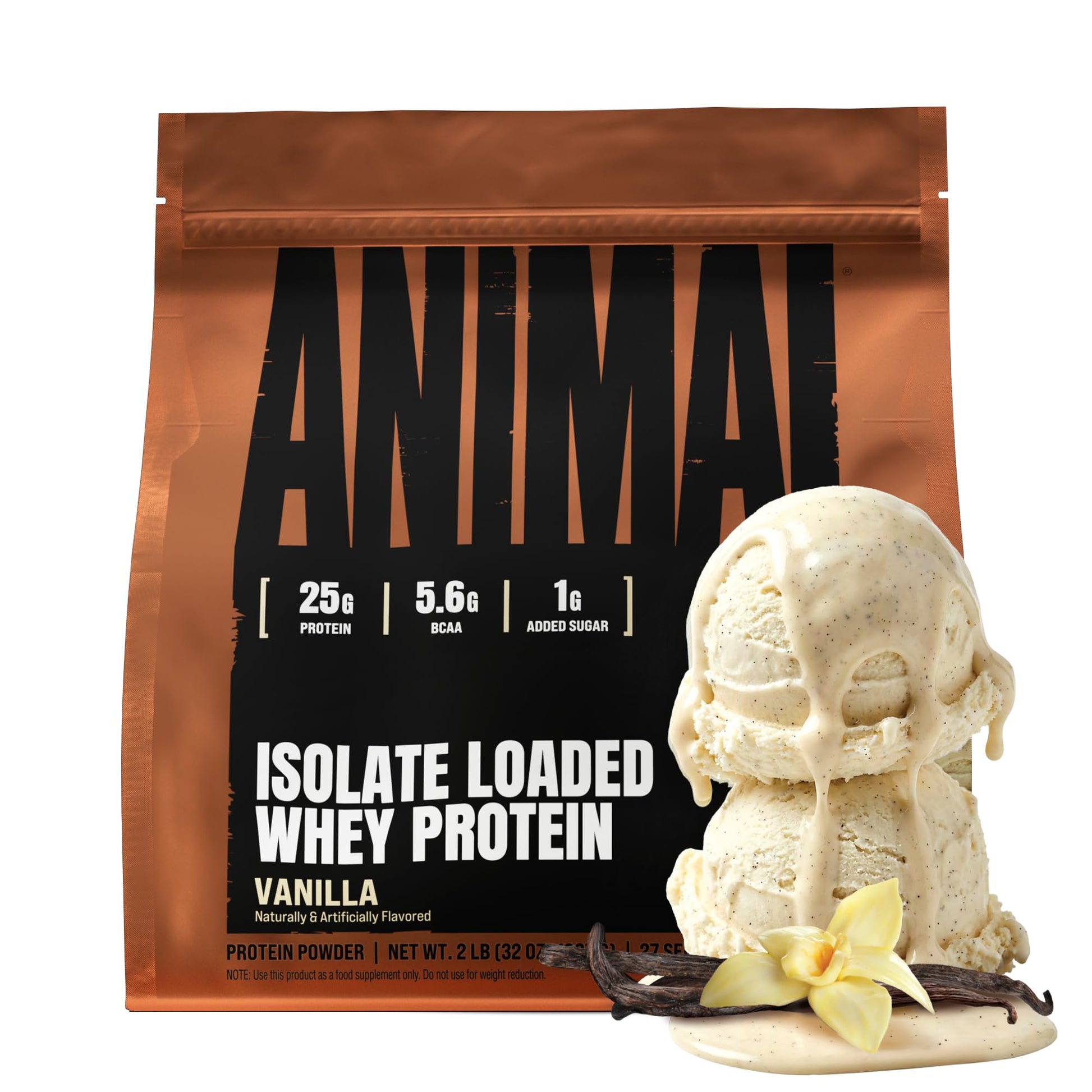 Animal Whey Isolate Protein Powder - Loaded for Pre & Post Workout Muscle Builder and Recovery with Digestive Enzymes for Men & Women - 25g Protein, Great Taste, Low Sugar - Vanilla 2 lbs - dailyvitalstore