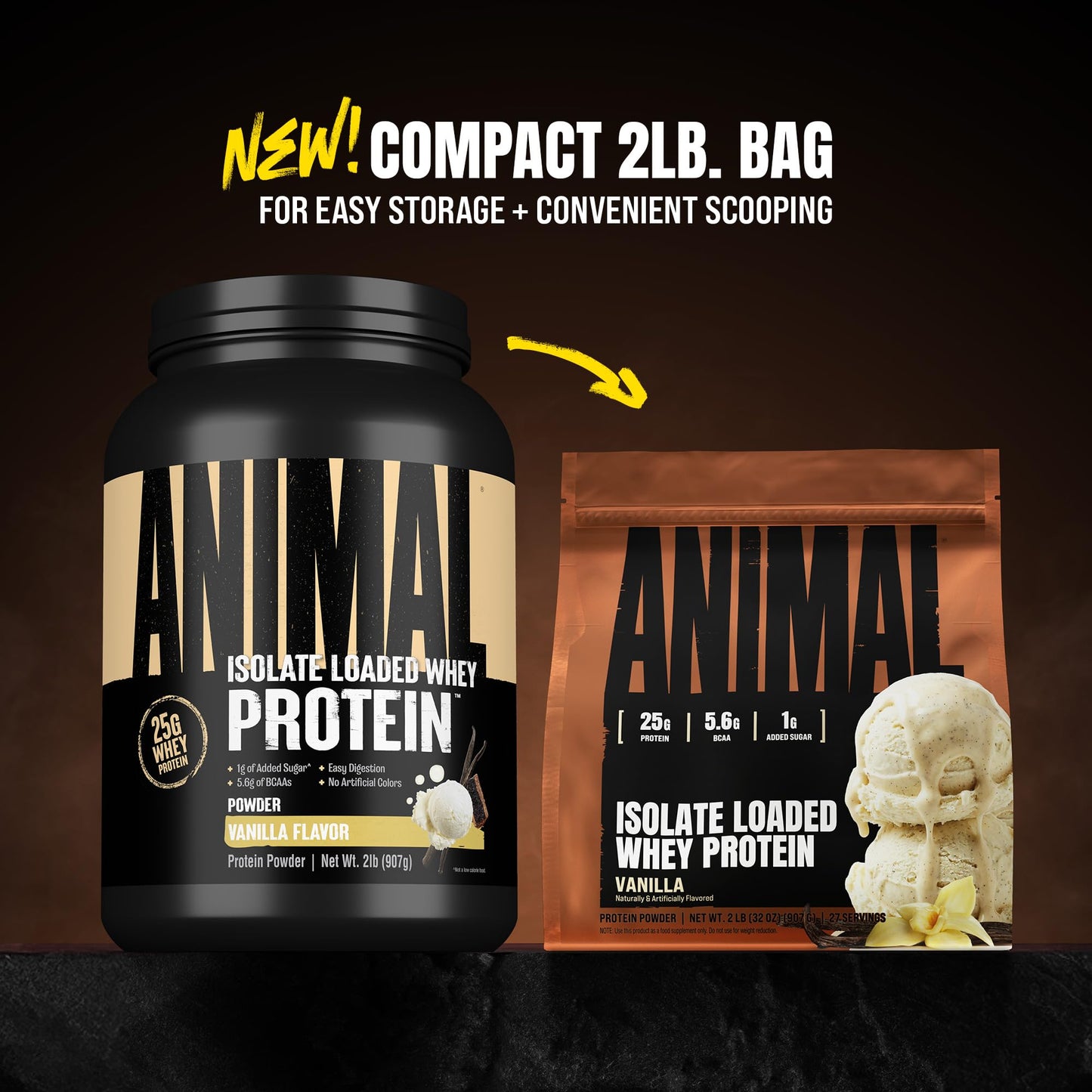 Animal Whey Isolate Protein Powder - Loaded for Pre & Post Workout Muscle Builder and Recovery with Digestive Enzymes for Men & Women - 25g Protein, Great Taste, Low Sugar - Vanilla 2 lbs - dailyvitalstore