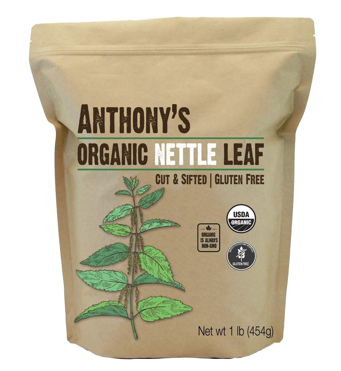 Anthony's Organic Nettle Leaf, 1 lb, Gluten Free, Non GMO, Cut & Sifted, Non Irradiated, Keto Friendly - dailyvitalstore