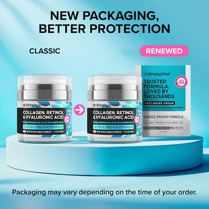 Anti-Aging Face Moisturizer with Retinol, Collagen & Hyaluronic Acid - Made in USA - Moisturizer Face Cream for Women & Men - Firming & Hydrating Neck Cream - Day & Night Skin Care - 1.7 fl oz - dailyvitalstore