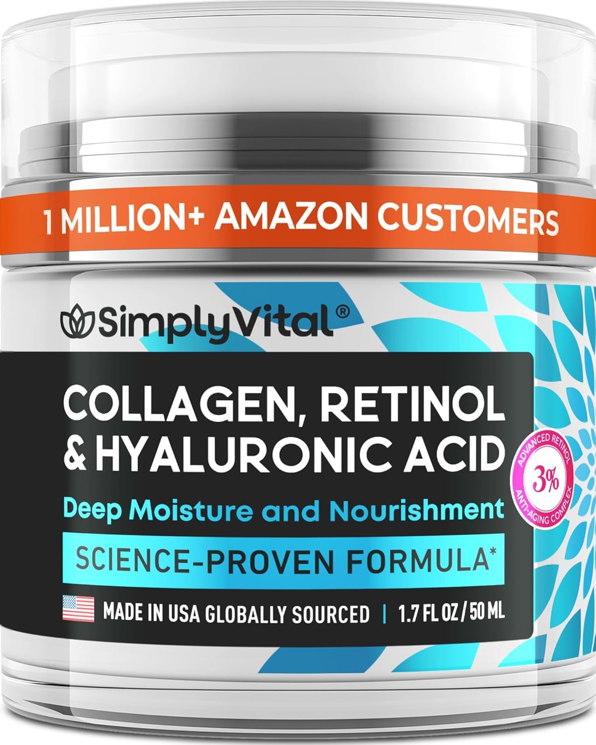Anti-Aging Face Moisturizer with Retinol, Collagen & Hyaluronic Acid - Made in USA - Moisturizer Face Cream for Women & Men - Firming & Hydrating Neck Cream - Day & Night Skin Care - 1.7 fl oz - dailyvitalstore