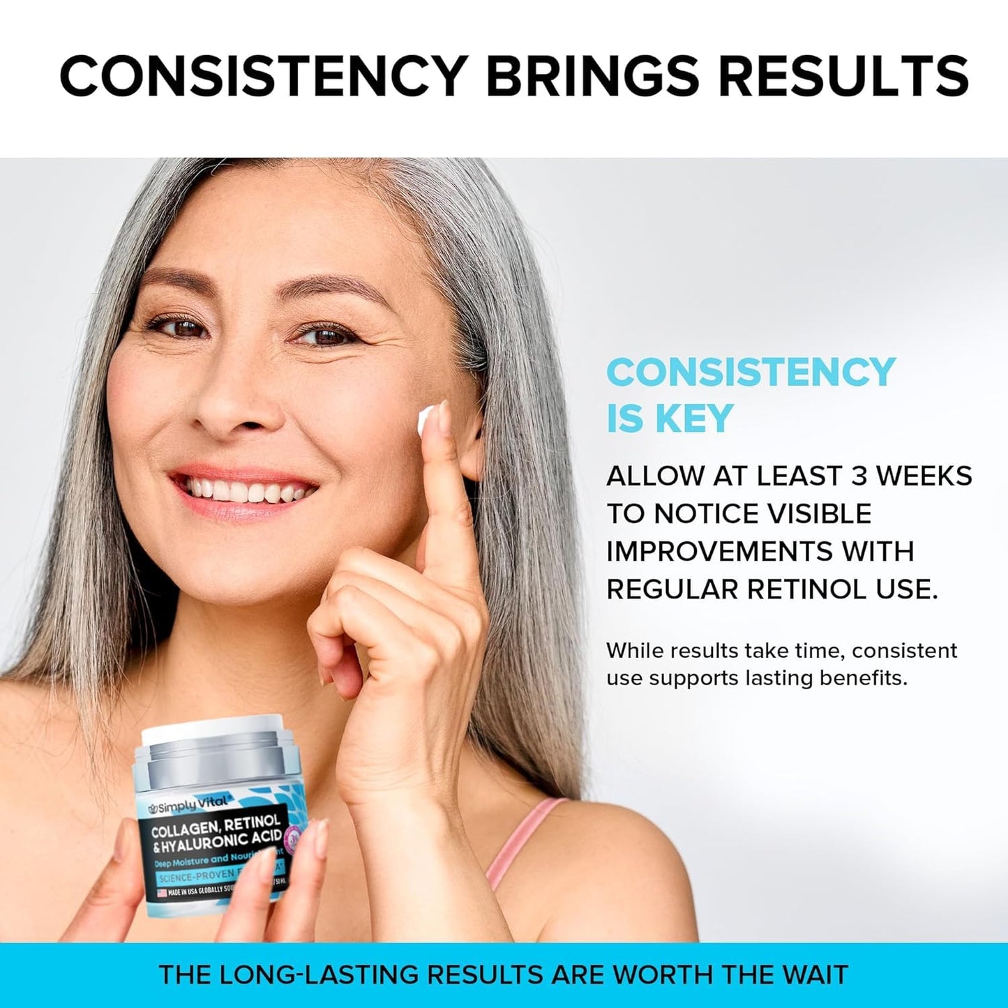 Anti-Aging Face Moisturizer with Retinol, Collagen & Hyaluronic Acid - Made in USA - Moisturizer Face Cream for Women & Men - Firming & Hydrating Neck Cream - Day & Night Skin Care - 1.7 fl oz - dailyvitalstore