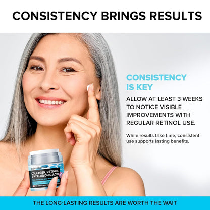 Anti-Aging Face Moisturizer with Retinol, Collagen & Hyaluronic Acid - Made in USA - Moisturizer Face Cream for Women & Men - Firming & Hydrating Neck Cream - Day & Night Skin Care - 1.7 fl oz - dailyvitalstore