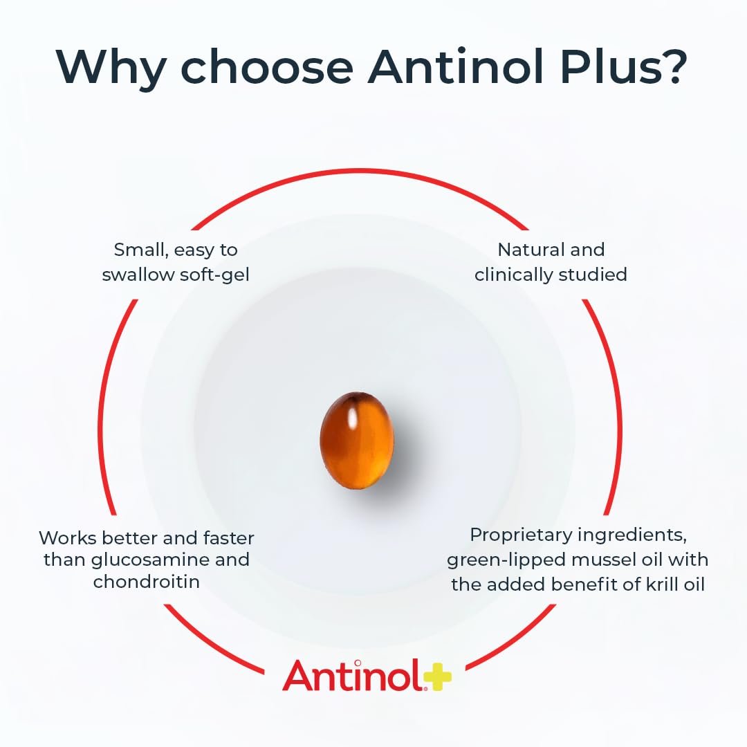 Antinol Plus, Mobility, Hip, and Joint Supplement for Dogs, Green-Lipped Mussels and Krill Oil - Dog Joint Supplement, Better and Faster Than Glucosamine and Chondroitin, 120 Soft Gels - dailyvitalstore