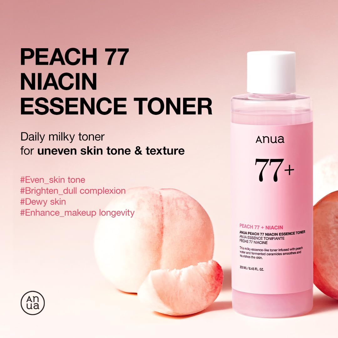 Anua Peach 77 Niacin Essence Toner, Gentle Exfoliating & Radiant Facial Essence, Hydrating & Soothing Toner, Niacinamide, Ceramide, Panthenol - dailyvitalstore
