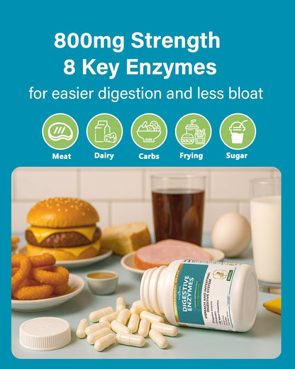 Anven Health 800mg Digestive Enzymes for Men and Women with Probiotics & Prebiotics, 8 Key Enzymes, Protease, Amylase & Lipase | 270 Capsules - A 90-Day Supply - dailyvitalstore