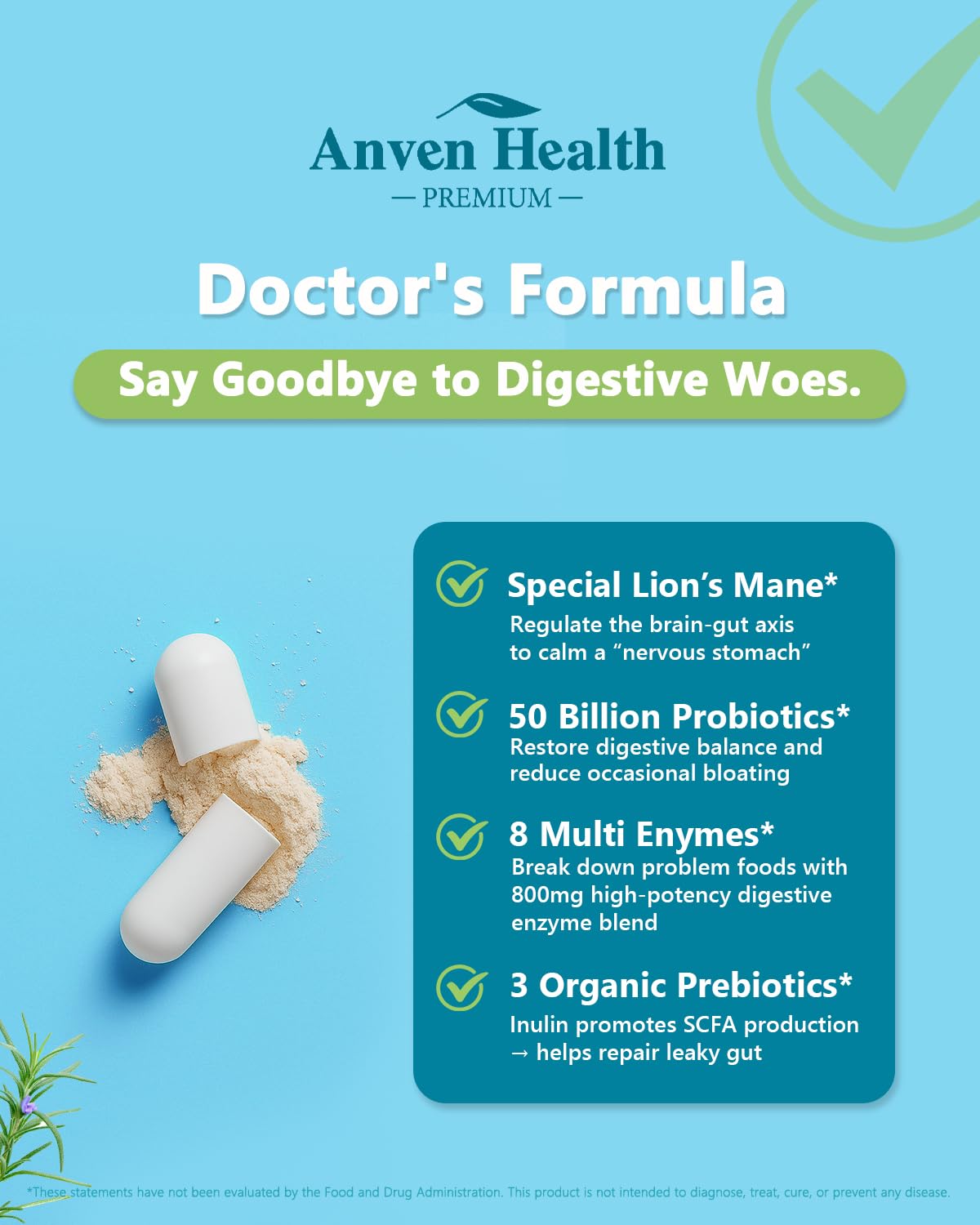 Anven Health 800mg Digestive Enzymes for Men and Women with Probiotics & Prebiotics, 8 Key Enzymes, Protease, Amylase & Lipase | 270 Capsules - A 90-Day Supply - dailyvitalstore