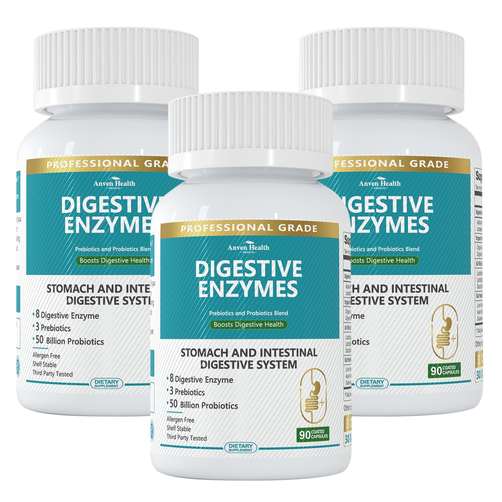 Anven Health 800mg Digestive Enzymes for Men and Women with Probiotics & Prebiotics, 8 Key Enzymes, Protease, Amylase & Lipase | 270 Capsules - A 90-Day Supply - dailyvitalstore