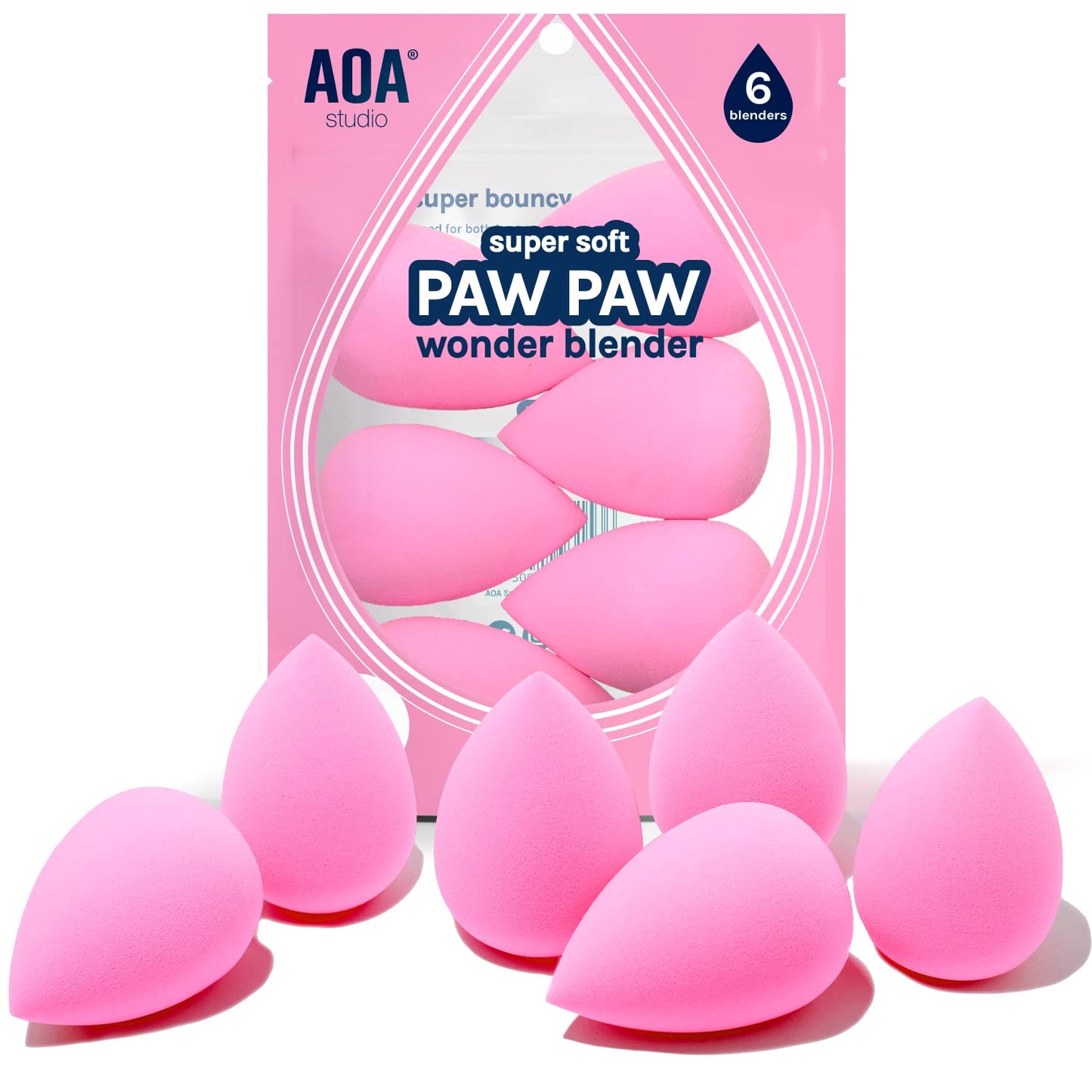 AOA Studio Collection makeup Sponge Set Latex Free and High-definition Set of 6 makeup Wonder blender For Powder Cream and Liquid, Super Soft Wonder Beauty Cosmetic - dailyvitalstore