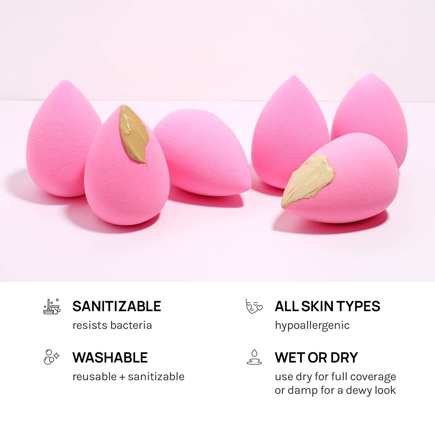 AOA Studio Collection makeup Sponge Set Latex Free and High-definition Set of 6 makeup Wonder blender For Powder Cream and Liquid, Super Soft Wonder Beauty Cosmetic - dailyvitalstore