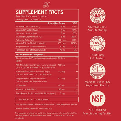 Apéritif Before Alcohol Recovery Supplement - DHM (Dihydromyricetin), Milk Thistle, Turmeric & B Vitamins - Hydration & Liver Support for Morning Clarity - dailyvitalstore