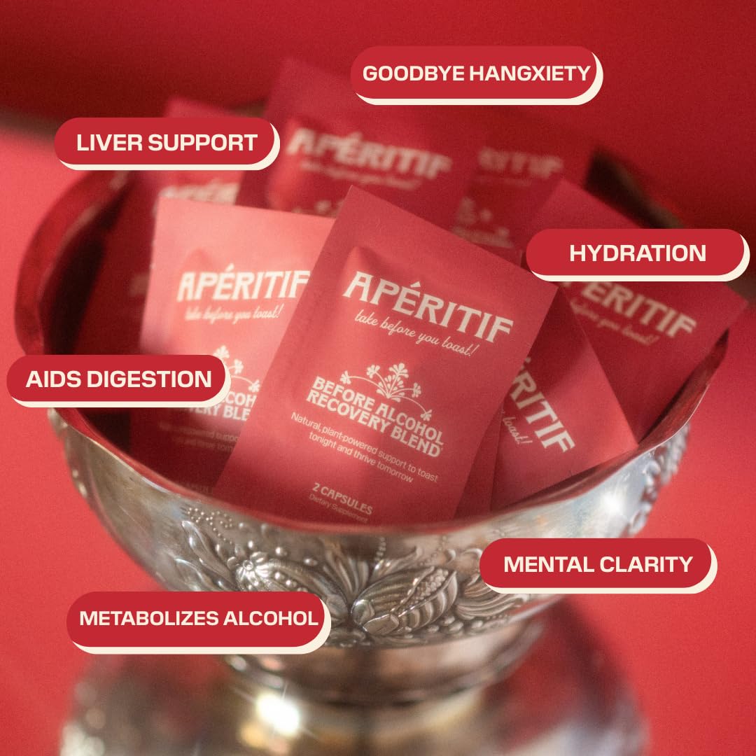 Apéritif Before Alcohol Recovery Supplement - DHM (Dihydromyricetin), Milk Thistle, Turmeric & B Vitamins - Hydration & Liver Support for Morning Clarity - dailyvitalstore