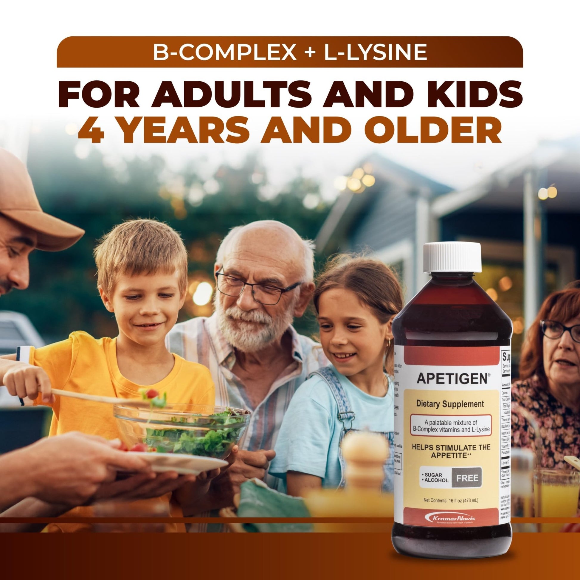 Apetigen Appetite Stimulant for Kids & Adults – Vitamin B-Complex with L-Lysine Liquid – Sugar Free Weight Gain Supplement for Picky Eaters – Caramel Flavor, 16oz - dailyvitalstore