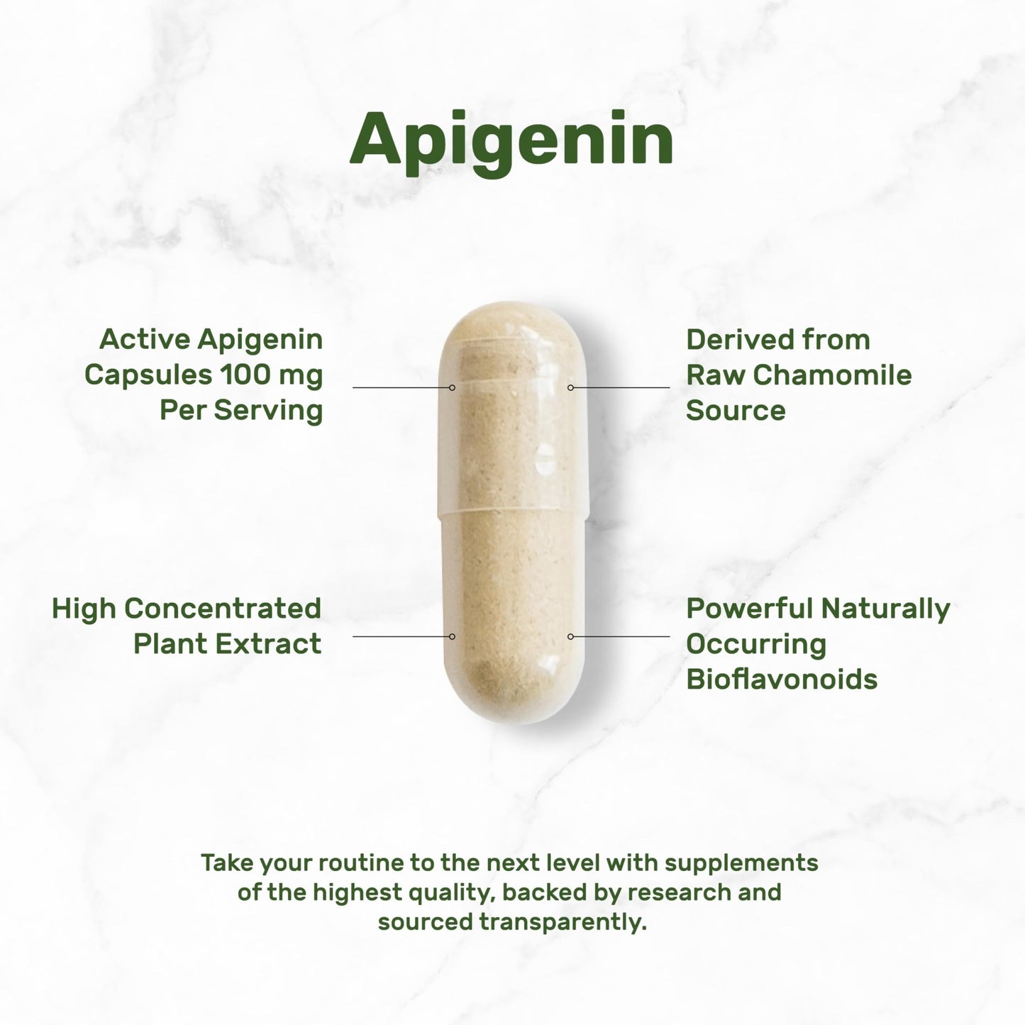 Apigenin, 100mg Per Serving, 240 Capsules – Raw Plant Extract from Chamomile Flower – Active Bioflavonoids & Antioxidants - dailyvitalstore