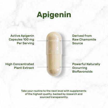 Apigenin, 100mg Per Serving, 240 Capsules – Raw Plant Extract from Chamomile Flower – Active Bioflavonoids & Antioxidants - dailyvitalstore