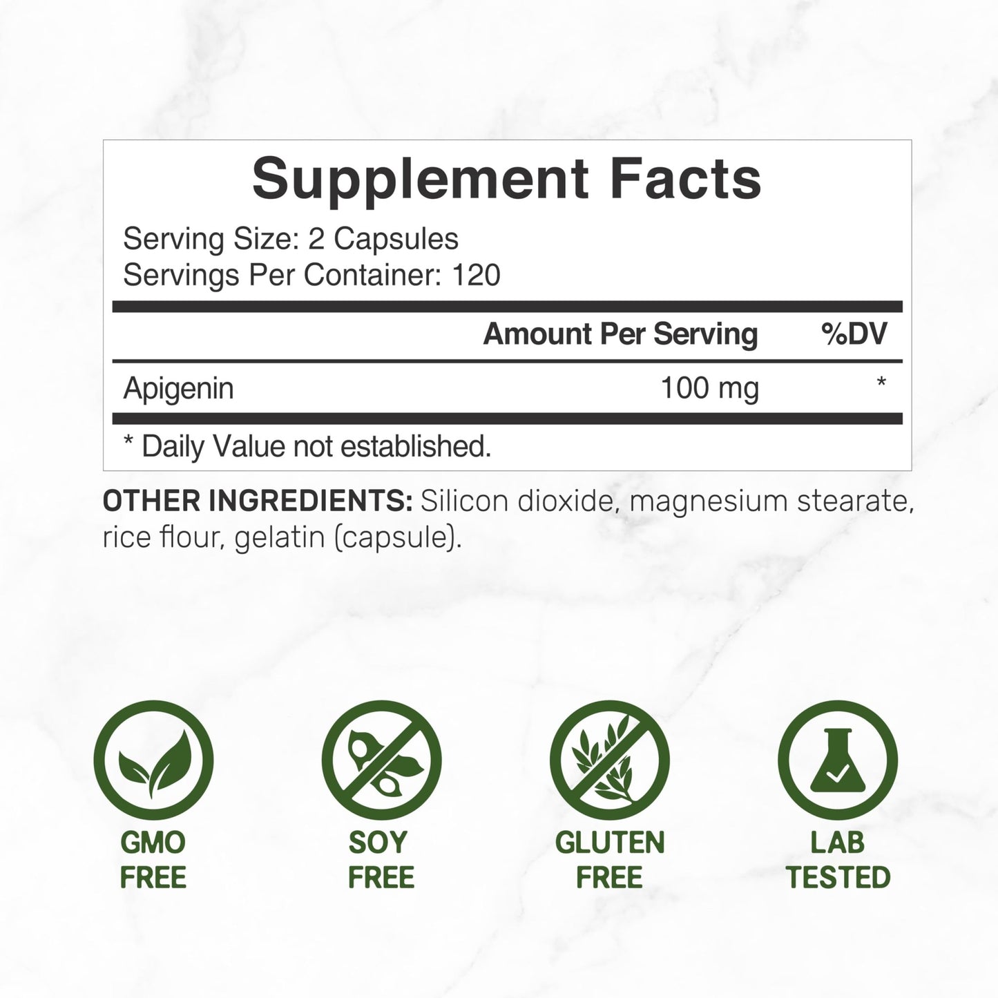 Apigenin, 100mg Per Serving, 240 Capsules – Raw Plant Extract from Chamomile Flower – Active Bioflavonoids & Antioxidants - dailyvitalstore