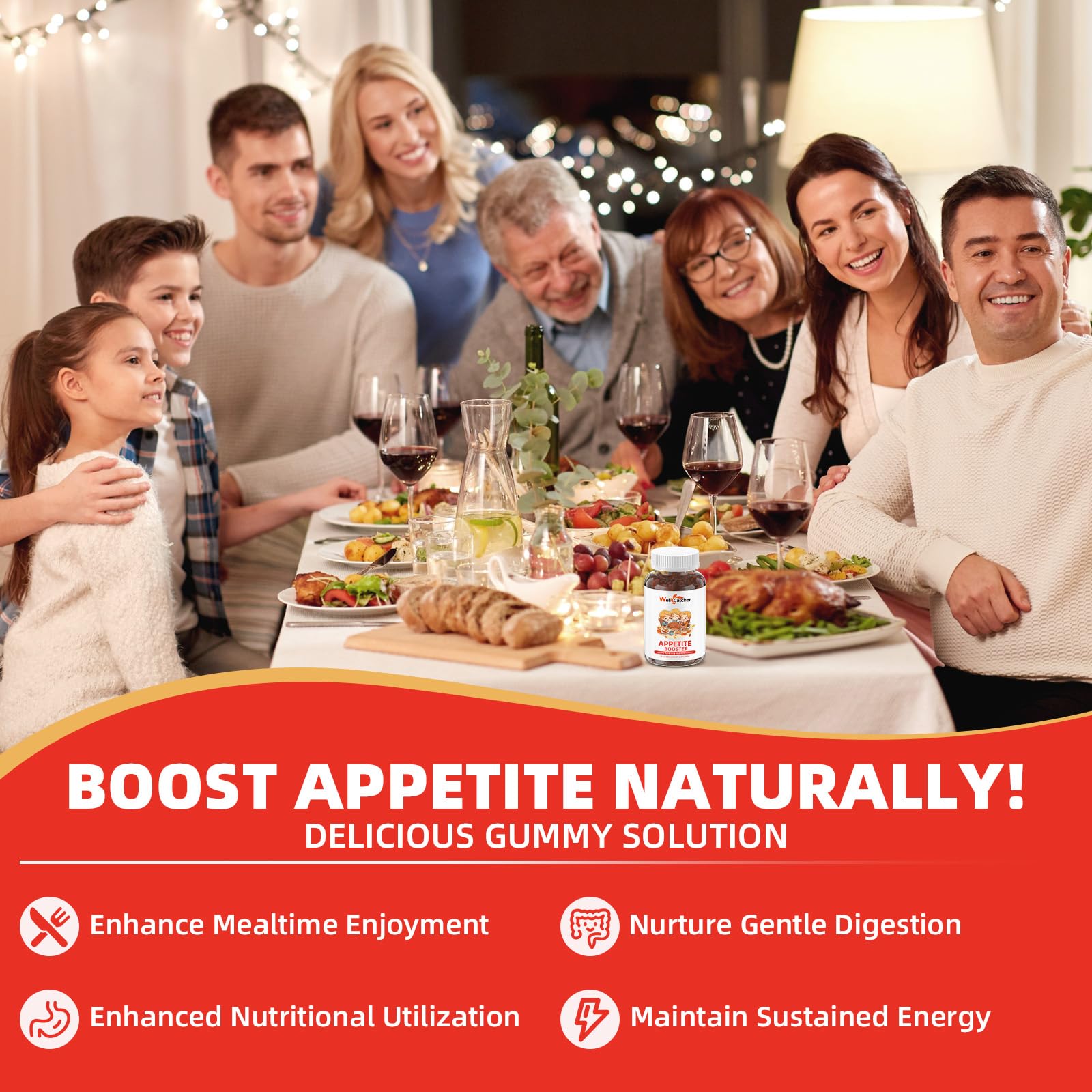 Appetite Booster Gummies for Kids Adults: Appetite Support Supplement with Bromelain Hawthorn Zinc Vitamin B12 for Healthy Digestive & Nutritional Balance, Sugar Free Mixed Fruit Flavor Vegan 30 Days - dailyvitalstore
