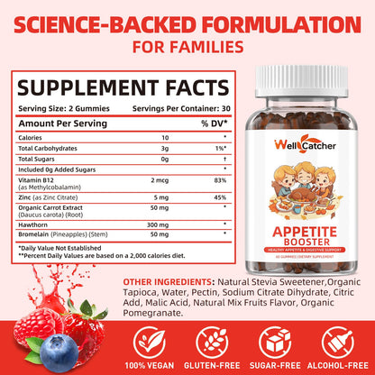 Appetite Booster Gummies for Kids Adults: Appetite Support Supplement with Bromelain Hawthorn Zinc Vitamin B12 for Healthy Digestive & Nutritional Balance, Sugar Free Mixed Fruit Flavor Vegan 30 Days - dailyvitalstore