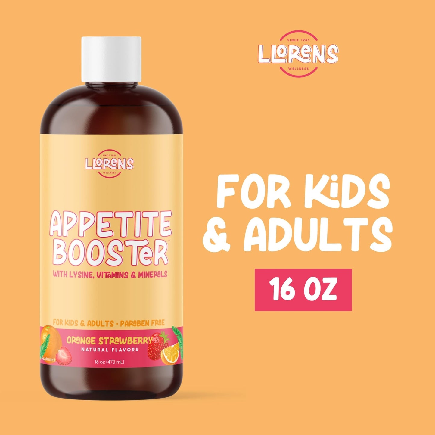 Appetite Booster Weight Gainer for Kids, 16 Fl Oz, Natural Orange Strawberry By Llorens Wellness - dailyvitalstore