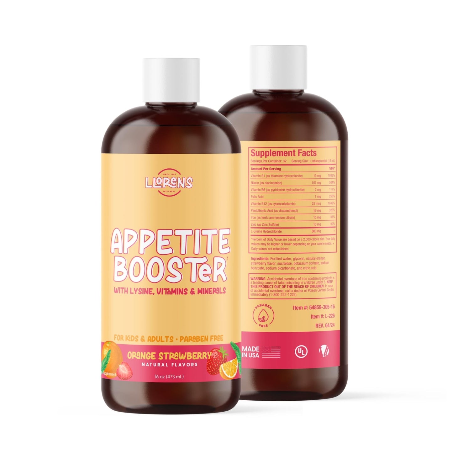 Appetite Booster Weight Gainer for Kids, 16 Fl Oz, Natural Orange Strawberry By Llorens Wellness - dailyvitalstore