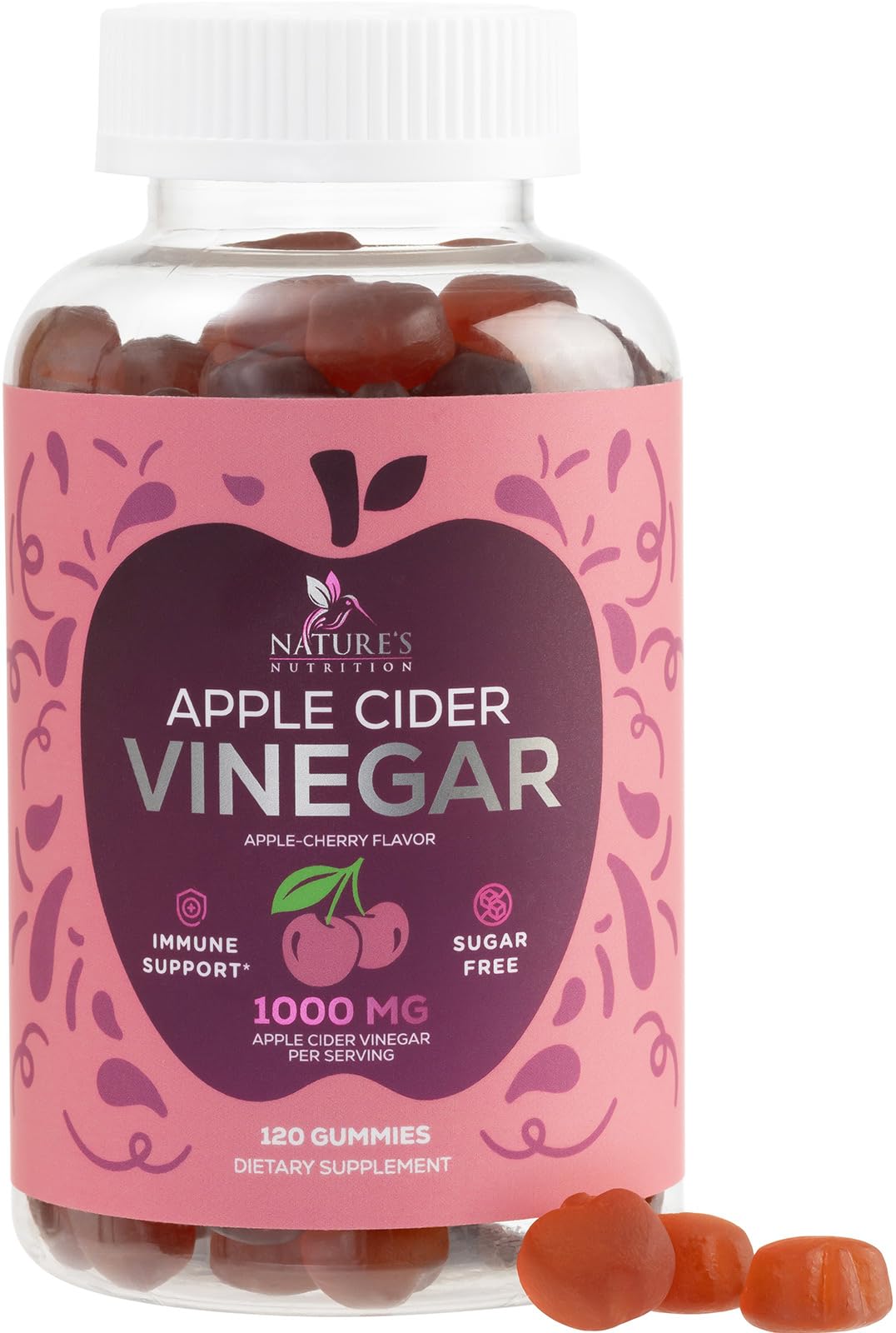 Apple Cider Vinegar Gummies 1000mg Per Serving - Sugar Free ACV Gummy Vitamins Supplement - Vitamin B12 & B6 for Energy - Digestion, Detox & Cleanse Support, Vegan - dailyvitalstore