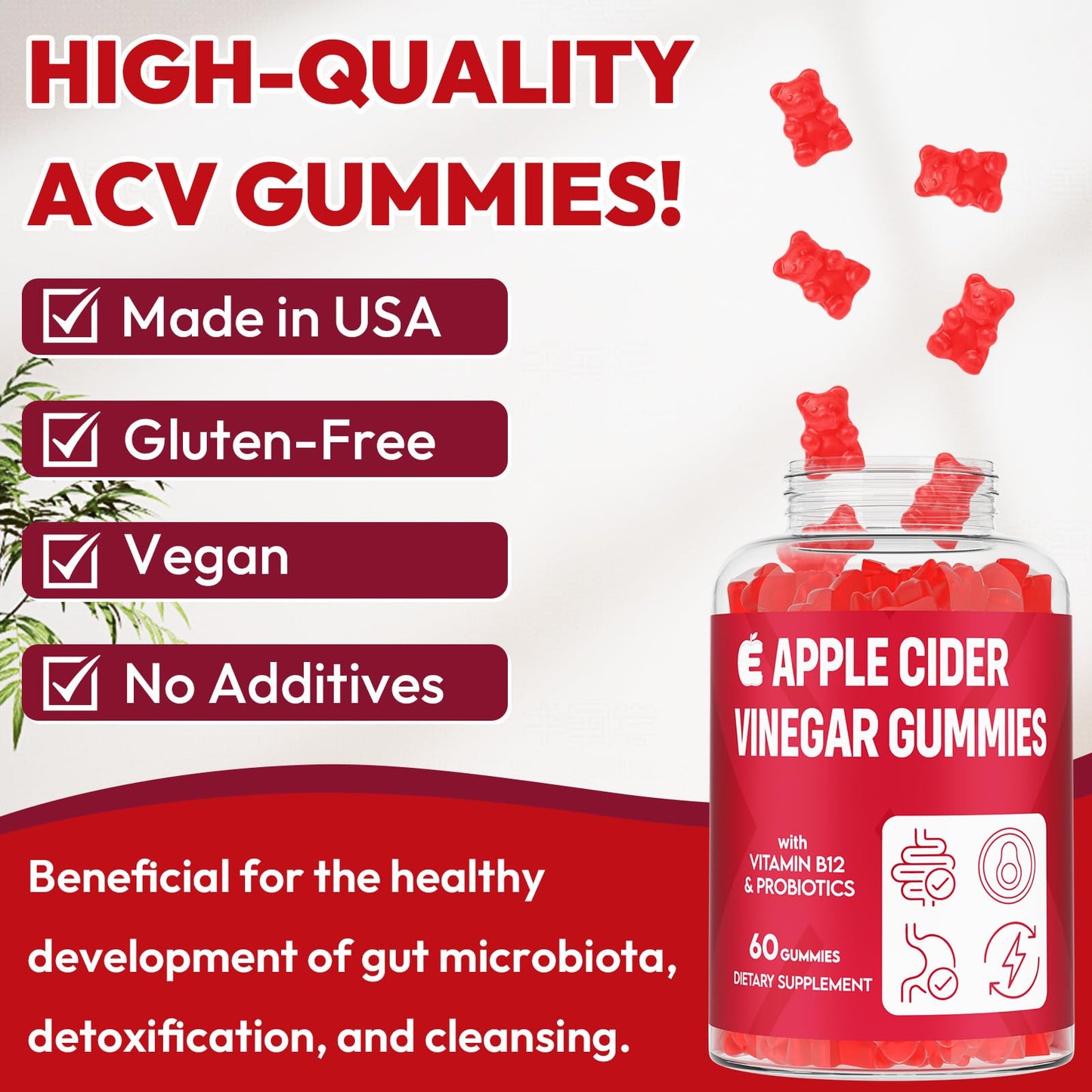Apple Cider Vinegar Gummies 2000mg, Keto ACV Gummies with Probiotics, Keto Support & B12, Apple Cider Vinegar with Mother for Digestion, Metabolism, - dailyvitalstore