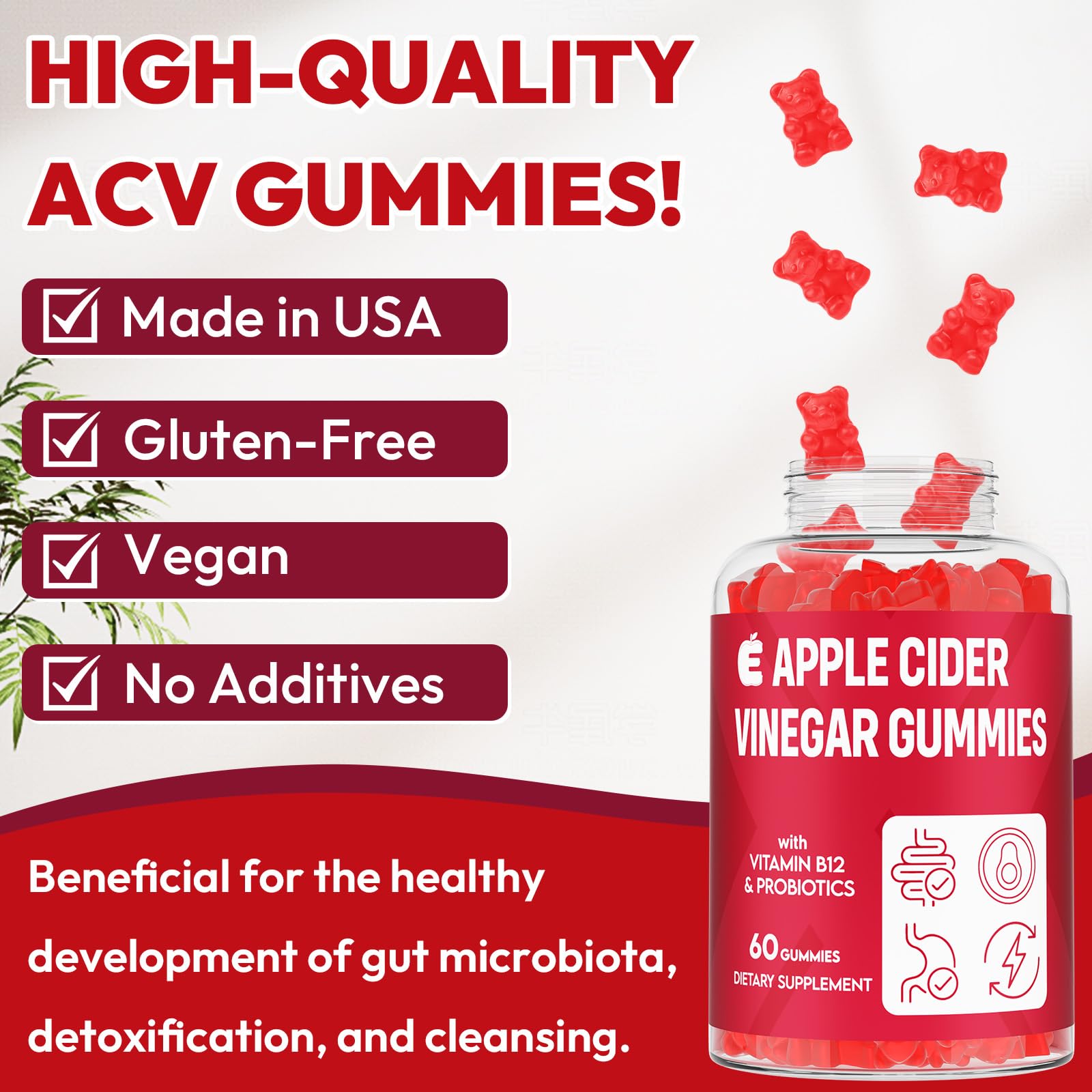 Apple Cider Vinegar Gummies 2000mg, Keto ACV Gummies with Probiotics, Keto Support & B12, Apple Cider Vinegar with Mother for Digestion, Metabolism, - dailyvitalstore