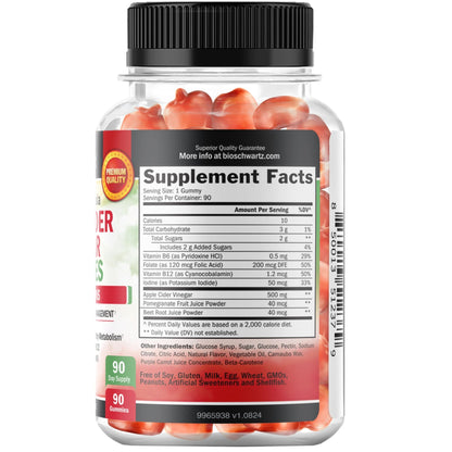 Apple Cider Vinegar Gummies - ACV Gummies with The Mother for Women & Men - Energy Boost Bloat Digestive & Immune Support - Vitamin B12 B6 B 9 Folic Acid - dailyvitalstore