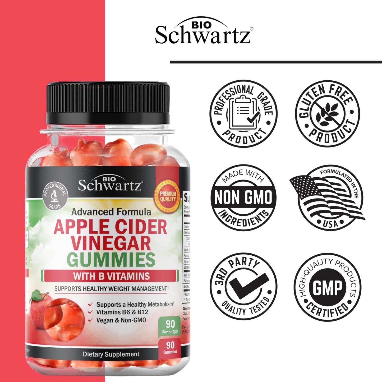 Apple Cider Vinegar Gummies - ACV Gummies with The Mother for Women & Men - Energy Boost Bloat Digestive & Immune Support - Vitamin B12 B6 B 9 Folic Acid - dailyvitalstore