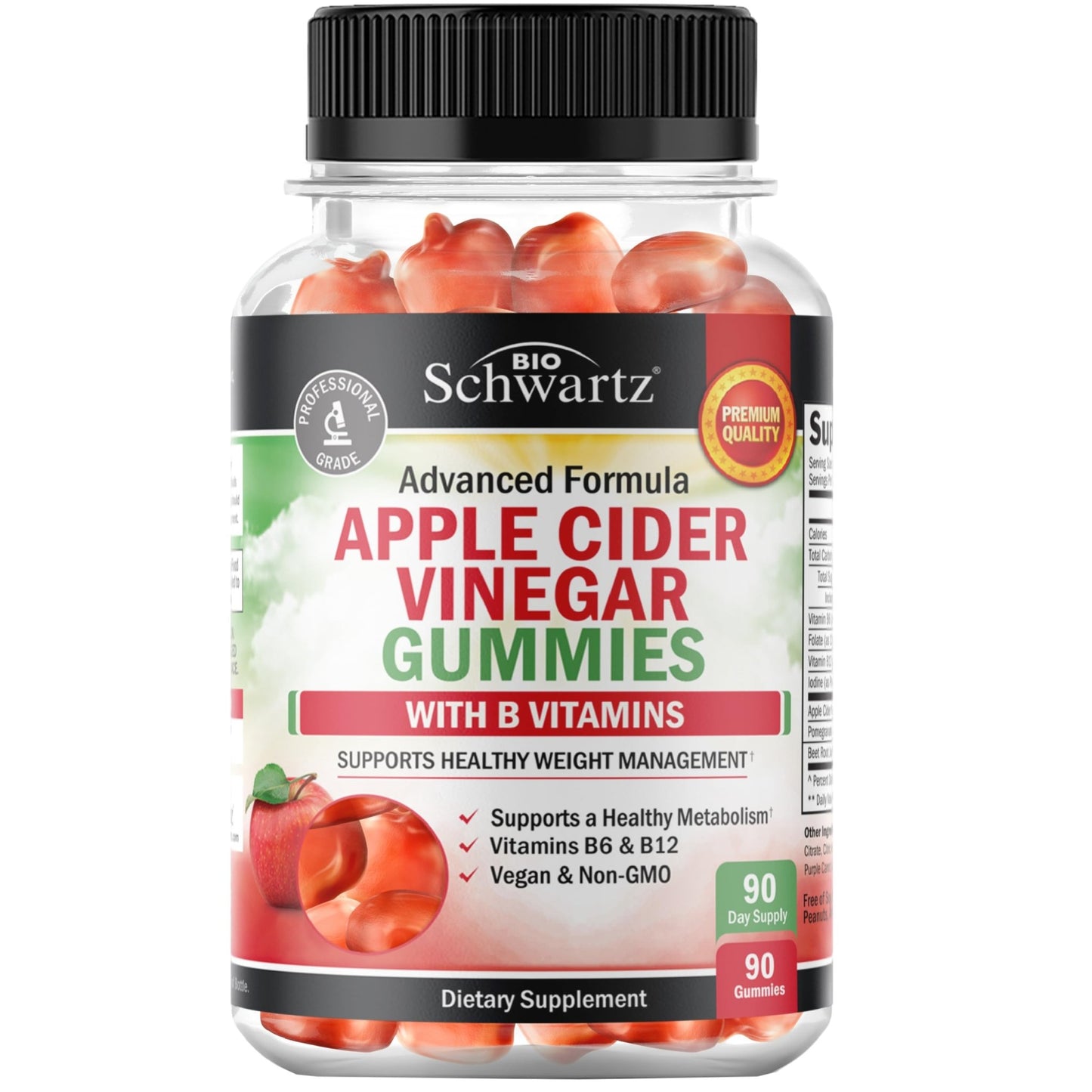 Apple Cider Vinegar Gummies - ACV Gummies with The Mother for Women & Men - Energy Boost Bloat Digestive & Immune Support - Vitamin B12 B6 B 9 Folic Acid - dailyvitalstore