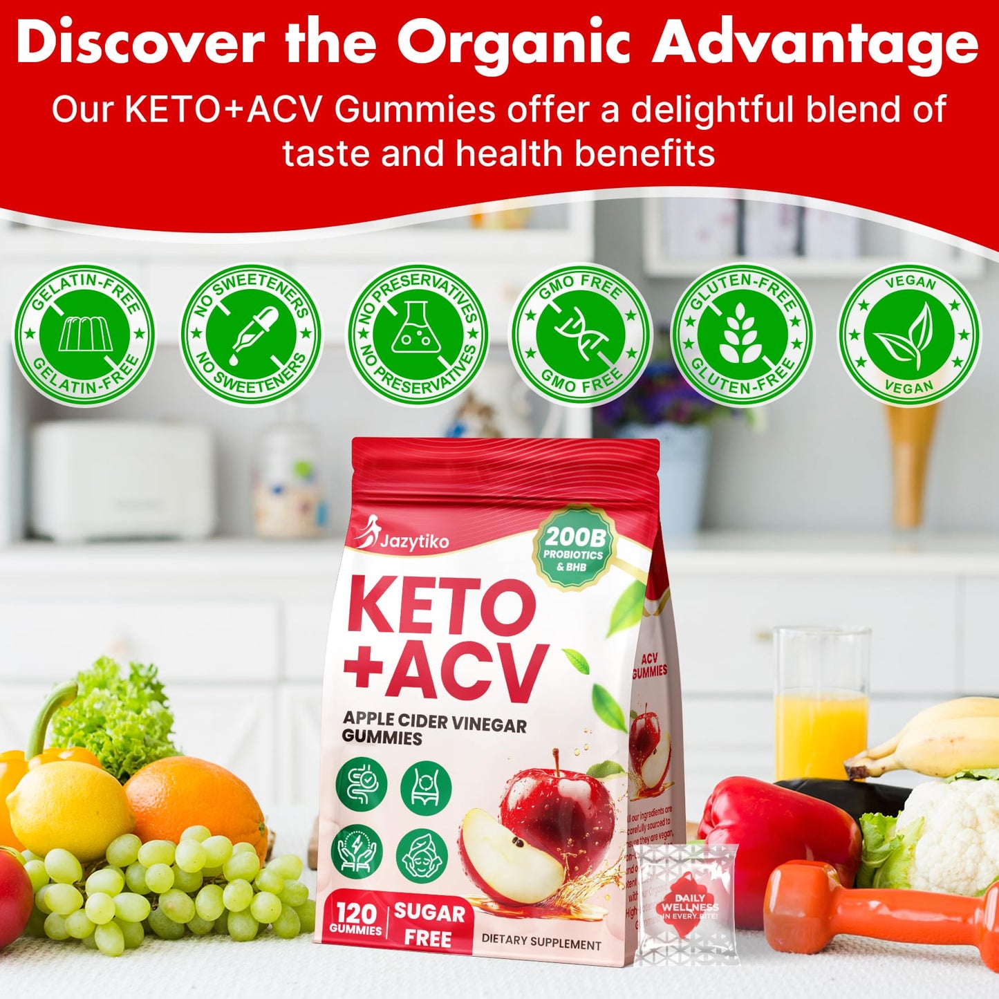 Apple Cider Vinegar Gummies, Advanced ACV Gummy with Probiotics, BHB, B12 and Keto Support - Keto Acv Gummies for Detox, Metabolism, Digestion, - dailyvitalstore