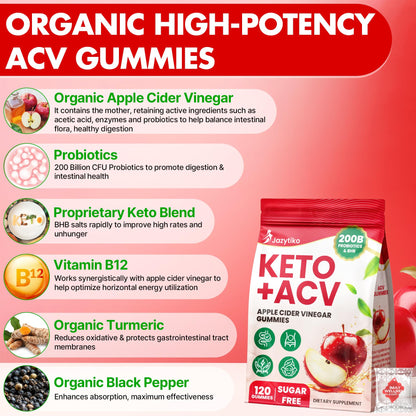 Apple Cider Vinegar Gummies, Advanced ACV Gummy with Probiotics, BHB, B12 and Keto Support - Keto Acv Gummies for Detox, Metabolism, Digestion, - dailyvitalstore