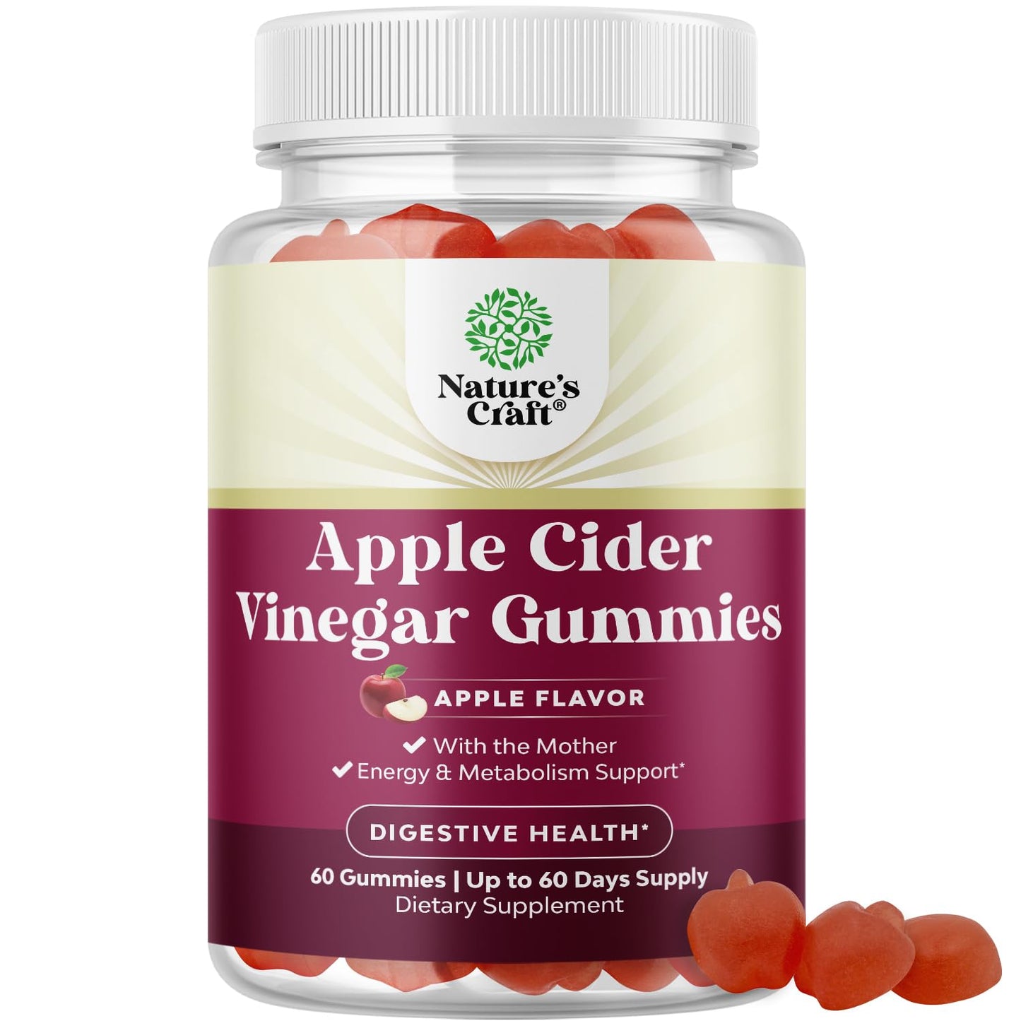 Apple Cider Vinegar Gummies with Mother - Cleanse & Detox ACV Gummies for Weight Loss, Gut Health, Bloating, Metabolism & Energy Support - dailyvitalstore