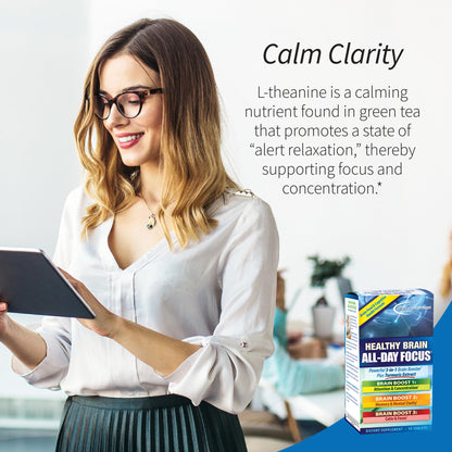 Applied Nutrition Healthy Brain All-Day Focus - 50 Tablets - Powerful 3-in-1 Brain Booster with Turmeric Extract - 25 Servings - dailyvitalstore