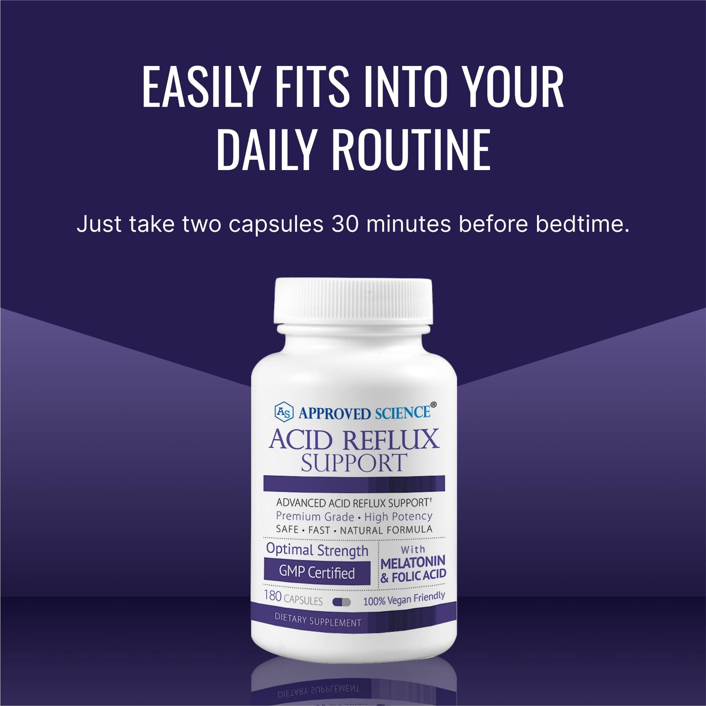 Approved Science® Acid Reflux Support - with Melatonin, Marshmallow Root, L-Taurine -180 Capsules - Vegan - dailyvitalstore