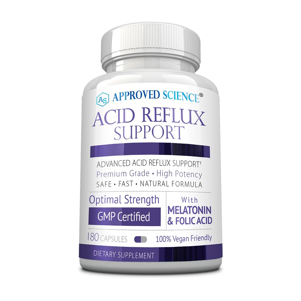 Approved Science® Acid Reflux Support - with Melatonin, Marshmallow Root, L-Taurine -180 Capsules - Vegan - dailyvitalstore