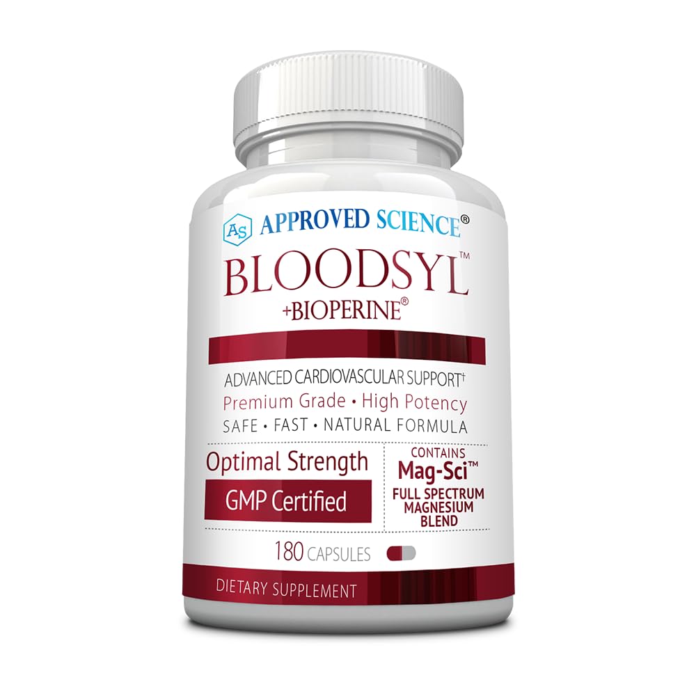 Approved Science Bloodsyl - Supports Blood Flow - Hawthorn Berry, Magnesium, BioPerine - Vegan - 180 Capsules - Pack of 1 - dailyvitalstore
