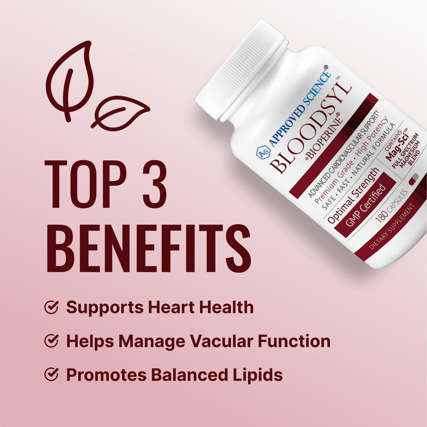 Approved Science Bloodsyl - Supports Blood Flow - Hawthorn Berry, Magnesium, BioPerine - Vegan - 180 Capsules - Pack of 1 - dailyvitalstore