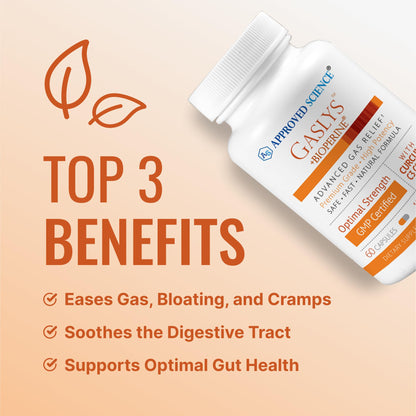 Approved Science® Gaslys™ - Soothe Digestive Tract, Alleviates Gas and Stomach Cramps - Artichoke Powder, Ginger, Fennel Seed - 60 Count - Pack of 1 - dailyvitalstore
