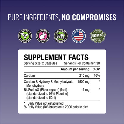 Approved Science HMB - 1500mg High Potency HMB Supplement with Calcium & BioPerine for Absorption - Muscle Health & Exercise Performance - 60 Vegan Capsules - Pack of 3 - dailyvitalstore