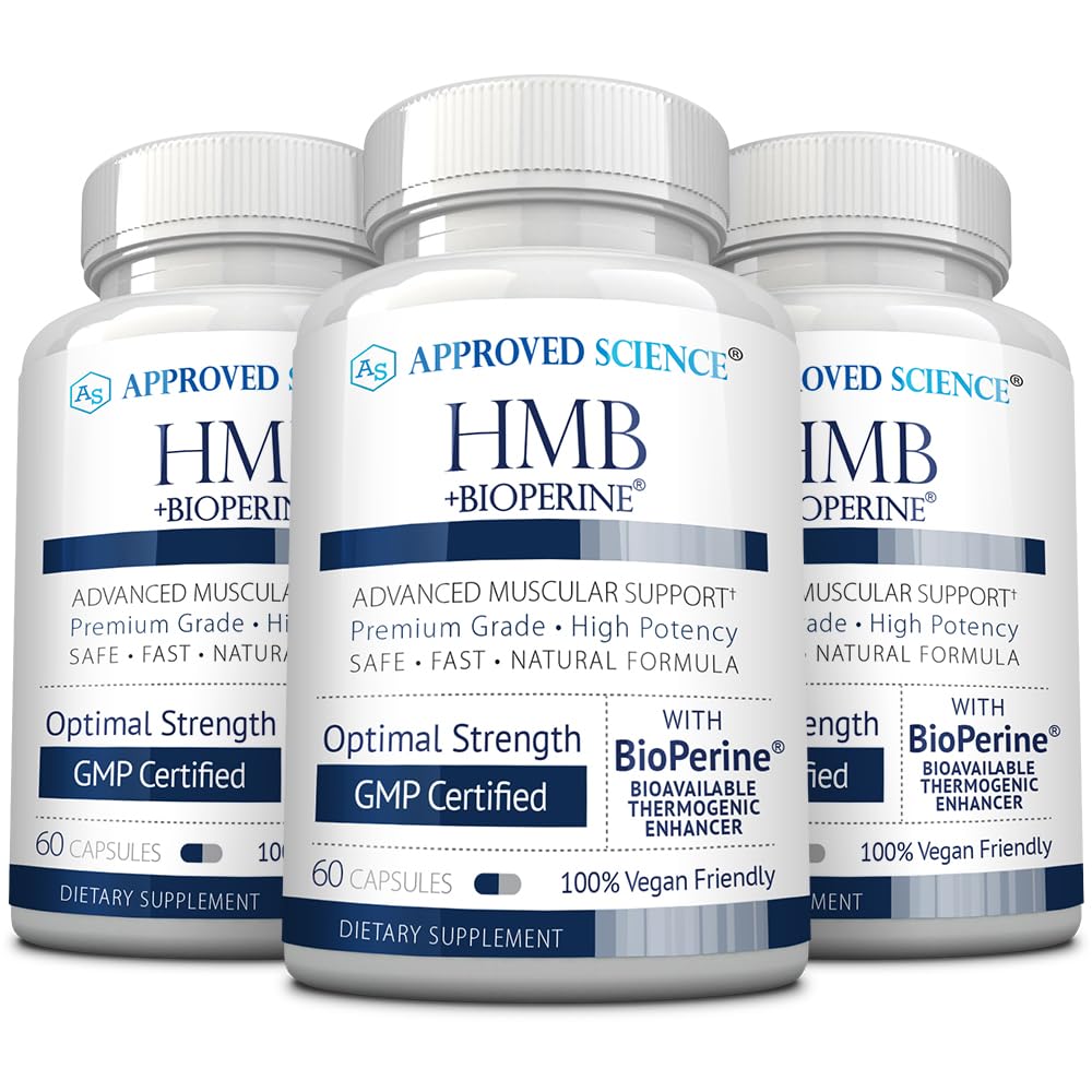 Approved Science HMB - 1500mg High Potency HMB Supplement with Calcium & BioPerine for Absorption - Muscle Health & Exercise Performance - 60 Vegan Capsules - Pack of 3 - dailyvitalstore