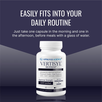 Approved Science VertiSyl - Ginkgo Biloba, Ginger, Vitamin D3, BioPerine - 60 Capsules - 1 Month Supply - dailyvitalstore