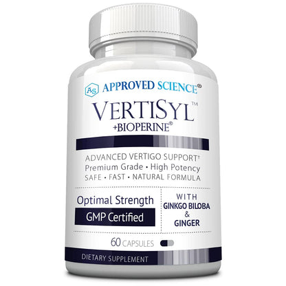 Approved Science VertiSyl - Ginkgo Biloba, Ginger, Vitamin D3, BioPerine - 60 Capsules - 1 Month Supply - dailyvitalstore